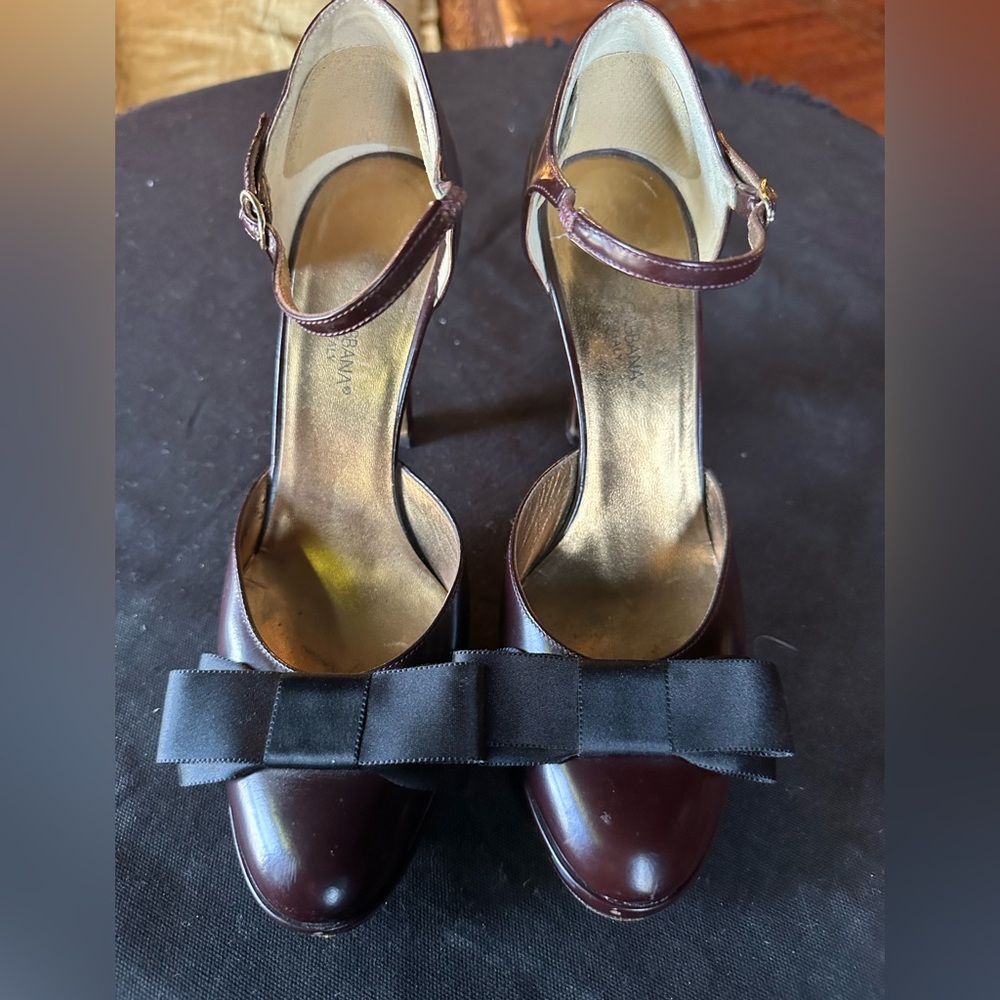 Dolce & Gabbana Burgundy Heels with Black Bow